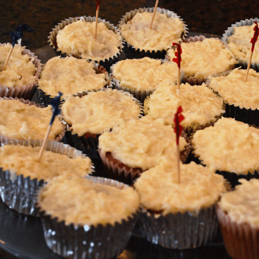 Apple Cupcakes with Cream Cheese & Coconut Frosting