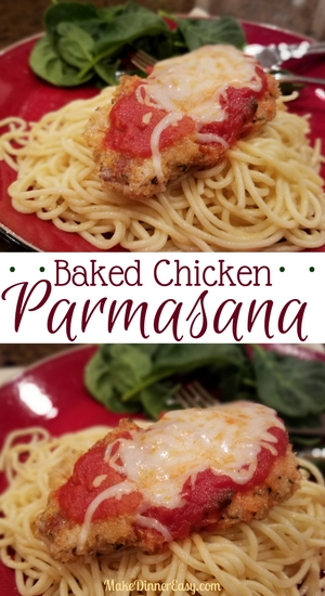 Baked chicken parmesan recipe. Bunch of other chicken recipes on this site too!