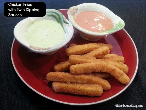chicken fries with twin dipping sauces