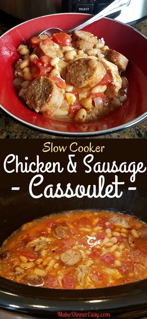 Chicken & Sausage Cassoulet Recipe using a slow cooker.