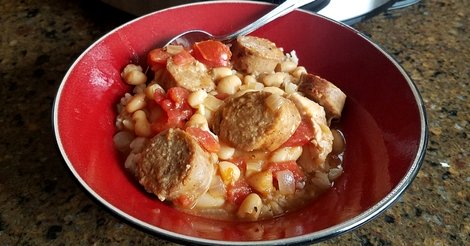 Chicken & Sausage Cassoulet Recipe using a slow cooker.