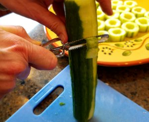 peeling a cucumber