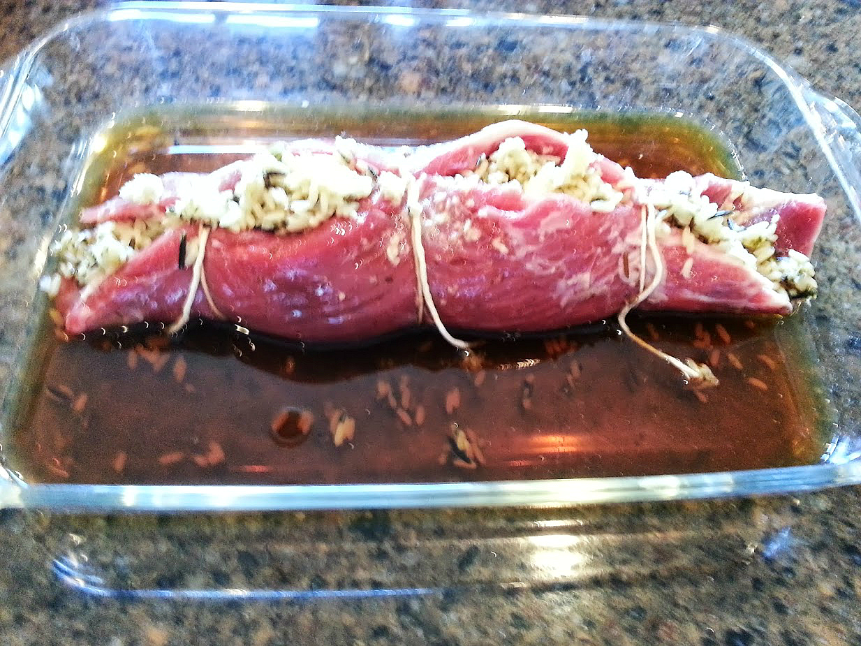 Rice stuffed flank steak recipe prep