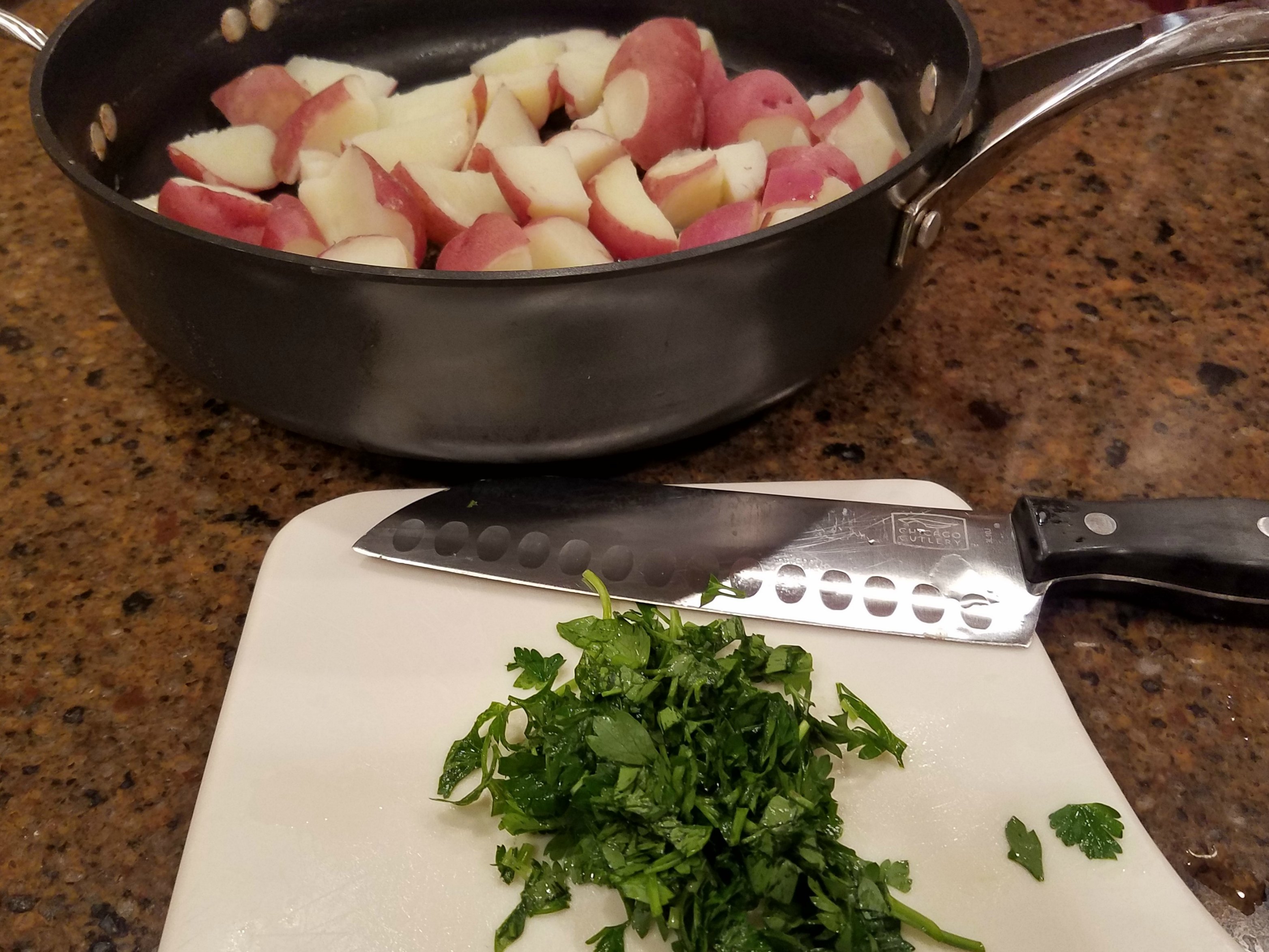 Parsley potatoes prep